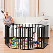 Stock Preferred 198&quot; 8-Panel Foldable Safety Auto-Close Baby Gate in Black