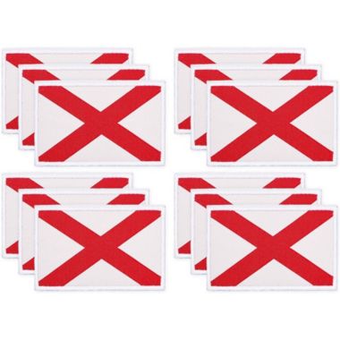 Okuna Outpost Woven Iron On State Patches, Alabama Flag Appliques (3 x 2 in, 12 Pack). View a larger version of this product image.