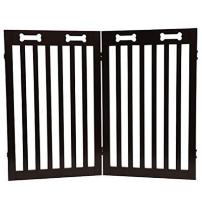 Arf Pets Free Standing Wood Retractable Dog Gate With Walk Through House Door For Pet And Baby