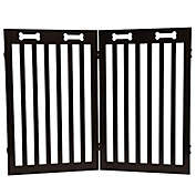 Arf Pets Freestanding Wood Dog Gate with Walk Through Door, Expands Up to 80&quot; Wide, 31.5&quot; High - Bonus Set of Foot Supporters