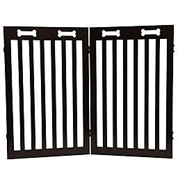 Arf Pets Freestanding Wood Dog Gate with Walk Through Door, Expands Up to 80