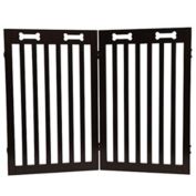 Arf Pets Free Standing Wood Retractable Dog Gate With Walk Through House Door For Pet And Baby