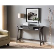 Saltoro Sherpi Wooden Desk With Drawer And Shelves, Distressed Gray-
