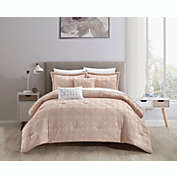 Chic Home Jane Comforter Set Clip Jacquard Geometric Quatrefoil Pattern Design Bedding - Decorative Pillows Shams Included - 5 Piece - Queen 90x90", Rose