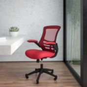 Emma + Oliver Mid-Back White Mesh Swivel Ergonomic Task Office Desk Chair with Flip-Up Arms