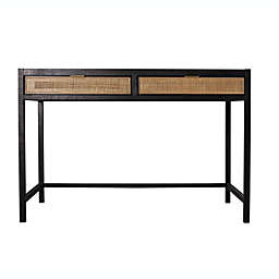AndMakers Newport 47.2 in. Matte Black 2-Drawer Rectangular Wood Home Office Desk