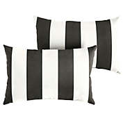 Outdoor Living and Style Set of 2 16" x 26" Black and White Cabana Classic Stripes Sunbrella Indoor and Outdoor Lumbar Pillows