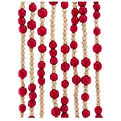 Natural and Red Wooden Bead Garland 9 Feet C5944