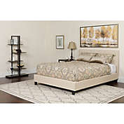 Flash Furniture Tribeca Full Size Tufted Upholstered Platform Bed in Beige Fabric