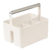 mDesign Plastic Tote, Divided Basket Bin with Metal Handle