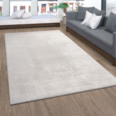 Paco Home Soft Area Rug in Silver Anti-Slip Rug Solid Color Washable