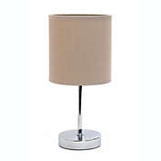 Simple Designs Chrome Mini Basic Table Lamp with Fabric Shade - Gray