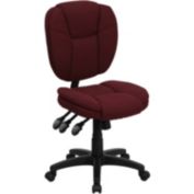 Emma + Oliver Mid-Back Burgundy Fabric Pillow Top Swivel Ergonomic Task Office Chair