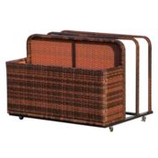 Outsunny Rattan Wicker Rolling Pool Storage Organizer for Floats, Noodles, Paddles, Balls, Towels, Accessories, Mix Brown