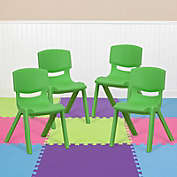 Flash Furniture 4 Pack Green Plastic Stackable School Chair with 12&#39;&#39; Seat Height