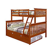 Donco  TWIN/FULL MISSION BUNKBED WITH TRUNDLE BED LIGHT ESPRESSO