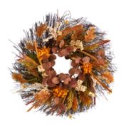Nearly Natural 22"D Modern Accent Decorative Autumn Dahlia and Berries Artificial Fall Wreath