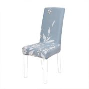 PiccoCasa Painted Spandex Stretch Fit Short Dining Chair Cover Slipcover, Floral Pattern Removable Washable Dining Banquet Chair Protector for Home Party Hotel Ceremony Light Steel Blue