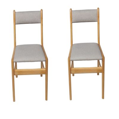 Ouuuhlala Cara Light Grey Rubber Wood Fabric Dining Chair with Natural Leg (Set of 2)