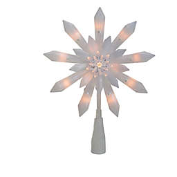 Northlight 9-Inch Lighted White Snowflake Christmas Tree Topper - Clear Lights