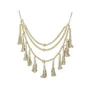 PD Home & Garden Bohemian Style 3 Strand Wooden Bead and Jute Rope Tassel Hanging Garland