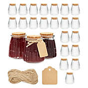 Sparkle and Bash 24 Pack 4oz Small Glass Jars with Lids, Hang Tags, Jute String for Homemade Honey, Jam and Jelly