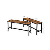 VASAGLE Set of 2 Dining Table Benches Rustic Brown