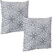 Sunnydaze Indoor/Outdoor Weather-Resistant Polyester Square Decorative Pillow Cover Only with Zipper Closures - 17" x 17" - Gray Geometric - 2pk