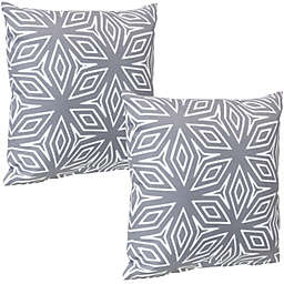 Sunnydaze 2 Square Outdoor Throw Pillow Covers - 17-Inch - Gray Geometric