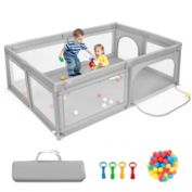 Gymax Baby Playpen Extra-Large Safety Baby Fence w/50 Ocean Balls