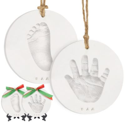 KeaBabies 2pk Baby Hand and Footprint Ornament Kit, Personalized All-in-1 Baby Foot Print Kit for Newborn, Baby Ornaments (White, Multi-Colored)