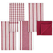 mDesign Kitchen Towel Set, 100% Cotton, Striped Pattern, Store in Drawers, Cabinets or Hang on Racks