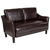 Emma + Oliver Living Room Loveseat Couch with Single Cushion in Brown LeatherSoft