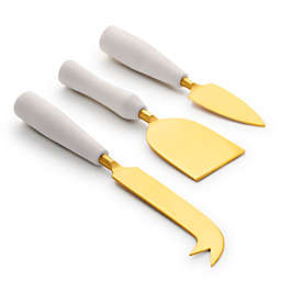 GAURI KOHLI Valencia White Marble Cheese Knives, Set of 3