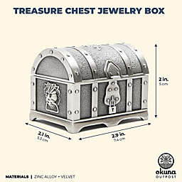 Okuna Outpost Silver Treasure Chest Jewelry Box and Trinket Case (2.9 x 2.1 Inches)