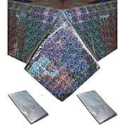 Sparkle and Bash Iridescent Plastic Table Covers, Silver Holographic Foil (54 x 108 in, 3 Pack)