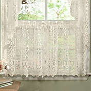 Infinity Merch 24"x58" Floral Lace Kitchen Curtain Tiers in Cream