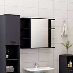 vidaXL  vidaXL Bathroom Mirror Cabinet Gray 31 5x8 1x25 2 Chipboard