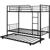 Slickblue Twin over Twin Bunk bed with Trundle Bed in Black Metal Finish