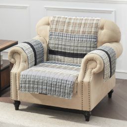 Barefoot Bungalow Gold Rush Slipcover, Arm Chair Protector for Seat, Gray