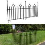 Sunnydaze Outdoor Lawn and Garden Metal Gothic Arch Style Decorative Border Fence Panel Set - 6&#39; - Black - 2pk
