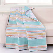 Barefoot Bungalow Pacifica Extra Softness And Comfort Reversible Throw Blanket - 50" x 60" - Aqua
