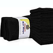 Utopia Towels 12-Pack Kitchen Bar Mop Towels Cleaning Towels 16x19" 100% Cotton, Black