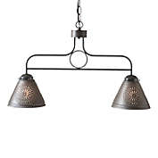 Irvins Country Tinware Medium Franklin Island Light with Kettle Black Punched Tin Shades