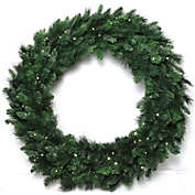 Floral Home Artificial Wreath 48" Diameter Pre-lit LED Lights Christmas Wreath 48" Classic Green Pine with 360 Tips, 150 Lights Decorate with Christmas Decor &Lights, Indoor/Outdoor