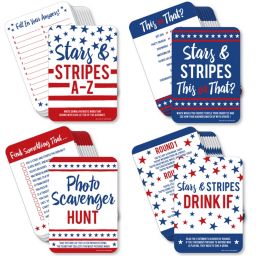 Big Dot of Happiness Stars & Stripes - 4 Patriotic Party Games - 10 Cards Each - Gamerific Bundle