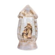 Melrose 10" White and Gold Nativity Snow Globe Tabletop Decor