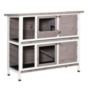 PawHut 48" 2 Tier Rabbit Hutch, Bunny Cage, Guinea Pig Cage, Bunny Run, Indoor Outdoor Small Animal House with Opening Top & Slide-out Tray