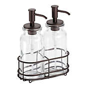 mDesign 2 Soap Dispenser Pumps and Caddy for Kitchen, Bathroom