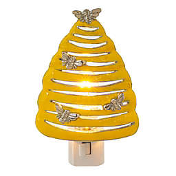 Ganz Yellow Bee Skep Honeycomb Zinc Metal Plug in Night Light 5 Inch